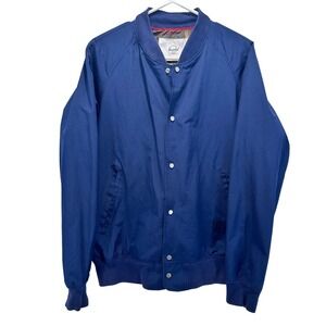 Herschel Supply Co Varsity‎ Bomber Jacket Navy Blue Snap Front Pockets Mens S